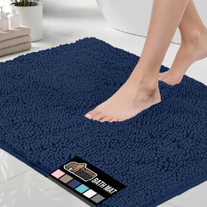 Bath Rug Mat, Thick Soft Absorbent Chenille, Quick Dry Microfiber Mats, Rubber Backing Washable Shower Floor Rugs, US Designed Bathroom Bathmat Home Decor Accessories, 24x17, Grey