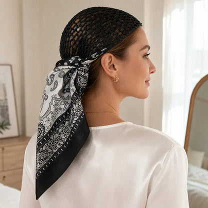 3PCS Wrap Cap Hair Net with Scarf 2in 1 Hair Wrap Cap Bonnet for Women Shower Hat for Silk Press Curly Braided
