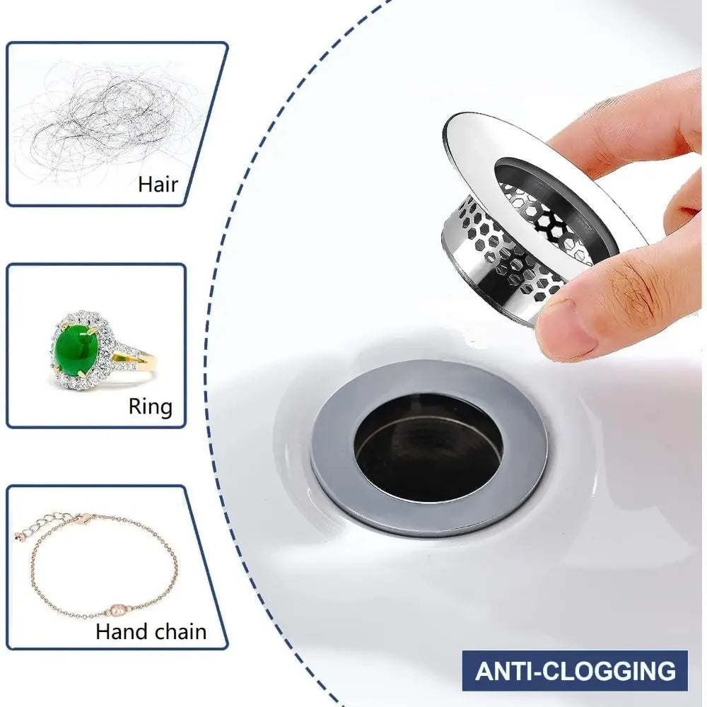 2-Pack Heavy-Duty Bathroom Sink & Bathtub Drain Cover, Anti Clogging Drainage, Stainless Steel, Drain Strainer, Fits 1.25"-1.60" Drain Holes, for Bathroom, Kitchen, Easy Installation & Cleaning, Corrosion-Resistant Drain Protector