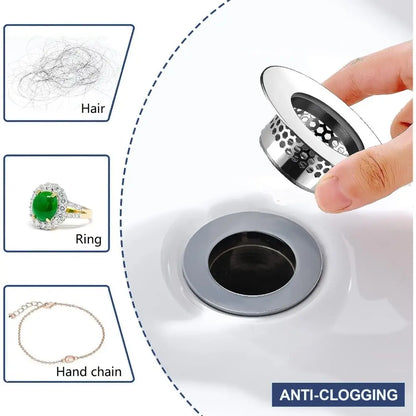 2-Pack Heavy-Duty Bathroom Sink & Bathtub Drain Cover, Anti Clogging Drainage, Stainless Steel, Drain Strainer, Fits 1.25"-1.60" Drain Holes, for Bathroom, Kitchen, Easy Installation & Cleaning, Corrosion-Resistant Drain Protector