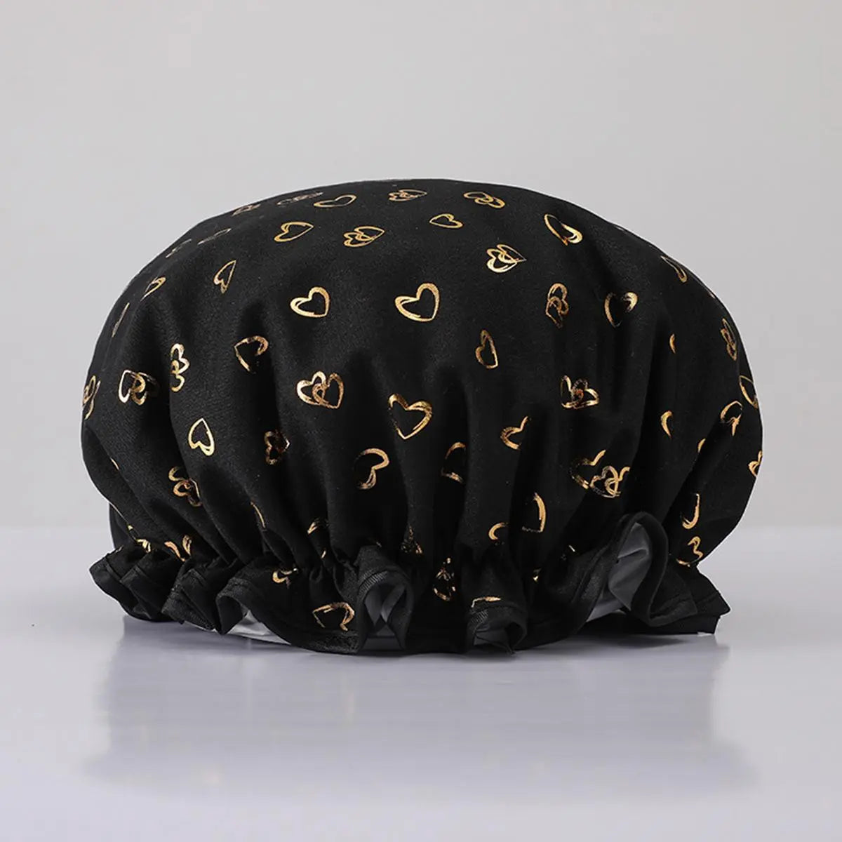 Double Layer Bathing Cap, 1 Count Heart Pattern Waterproof Shower Cap for Women & Girls, Bathroom Supplies for Home Use, Shower Essentials, Bathroom Accessory, Home Goods