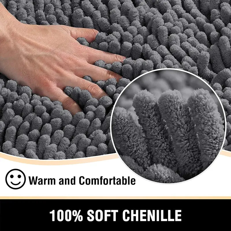 Toilet Mat U Shaped Bathroom Rugs Bath Mats for Bathroom Non Slip Luxury Chenille Bath Mat U Shape 20X24 Extra Soft and Absorbent Shaggy Rugs Washable Dry Fast - Grey