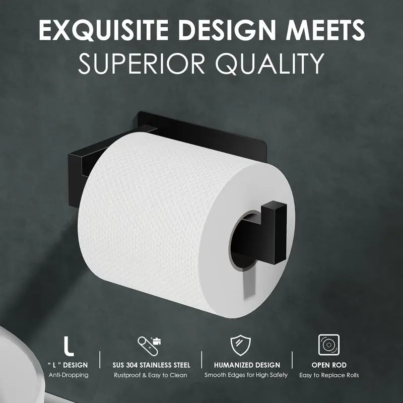 Auxmir Self-Adhesive Toilet Holder - No-Drilling Premium Thick SUS304 Stainless Steel, Rustproof, Durable 11lb Capacity Portable Toilet Paper Holder for Bathroom, RV