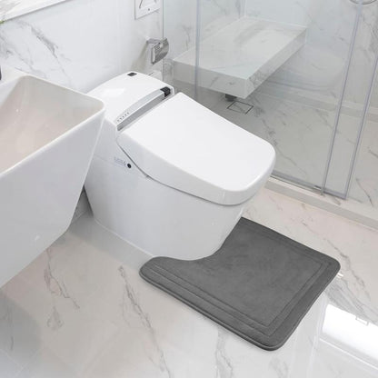 Toilet Rugs U Shaped Washable Non Slip Toilet Floor Mat Memory  Contour Bath Rugs for Bathroom