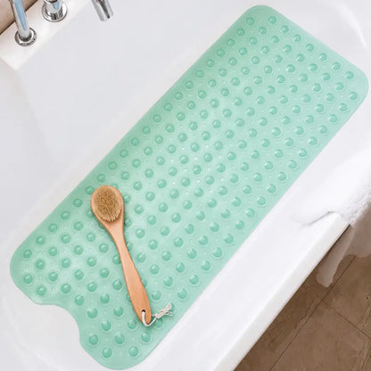 Nonslip PVC Bathtub Mat - 47x16 inch Extra Long Soft Cushioned Bathroom Mat with 200+ Suction Cups, Drainage Holes, Massage Texture, Machine Washable Easy to Clean, Safe for Kids, Home Bathroom Supplies