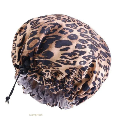 Unisex Chic Youth 1-Size Reusable Shower Cap - Double-Layer Waterproof, Elastic Stay-Put, Adjustable Fit with Stylish Print, Travel-Ready Cap for Bathroom Shower, Sports Use