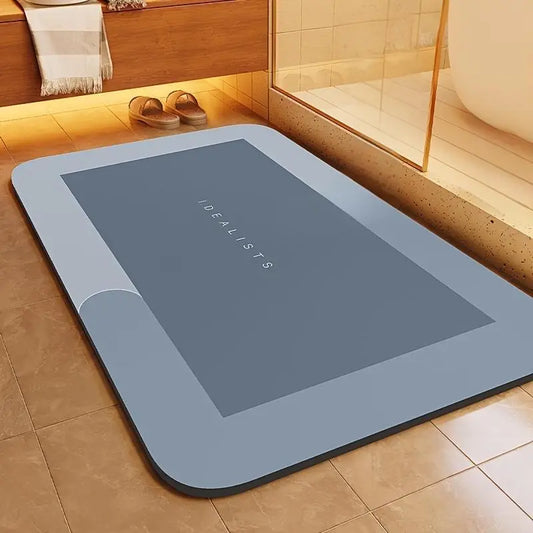 Highly Absorbent and Non Slip Bathroom Mat - Quick Drying Diatomaceous Earth, Soft and Durable Floor Mat Shower Blanket Rubber Diatomite Bath Mat