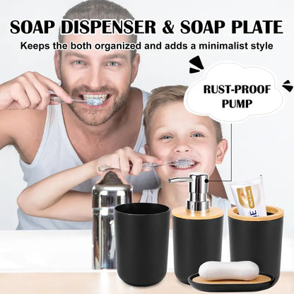 9PCS Durable Multifunctional Plastic Bathroom Sets Full Set - Lightweight Home Accessory Kit for RV, Apartment - Trash Can, Toilet Brush, Toothbrush Holder, Lotion Dispenser, Soap Dish, Cup, Vanity Tray, Qtip Holder - Ideal Dorm Gift