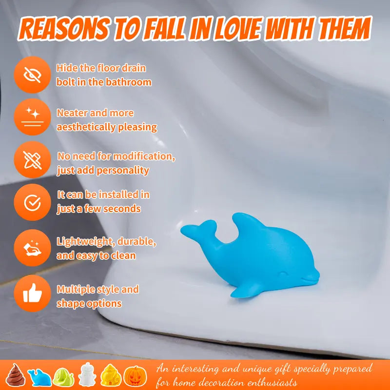 2Pcs Cute Animal Design Toilet Bolt Caps, Decorative Screw Covers for Bottom, Bathroom Gadget Accessories Light Installation Bathroom Accessory