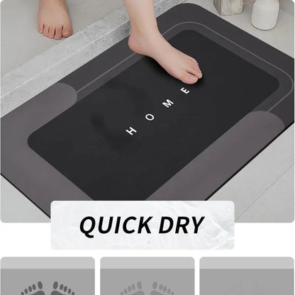 Quick Drying & Water Absorbent Bathroom Rugs 3 Piece, Anti-Slip Rubber Back Bath Mats, U Contour Toilet Rug, Sturdy Floor Mats for Shower, Tub, Bathroom and Kitchen (Black & Grey)