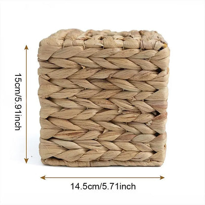 Rattan Wicker Tissue Box Holder, Square Tissue Cube Box Cover, Boho Decorative Woven Facial Tissue Holder for Home Office Bathroom, Bathroom Organizers, Bathroom Accessories