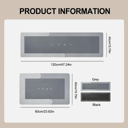 Diatomite Bath Mat Set, Classic Square, Anti-Fatigue Cushioned, Quick-Drying, Drip-Resistant, Suction Non-Slip Smooth Surface, Geometric Print, for Bathroom, Kitchen Sink Area