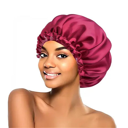 [West Kiss] Silky Satin Bonnet for Sleeping, Shower Hair Bonnet for Women, Bonnet for Curly Hair