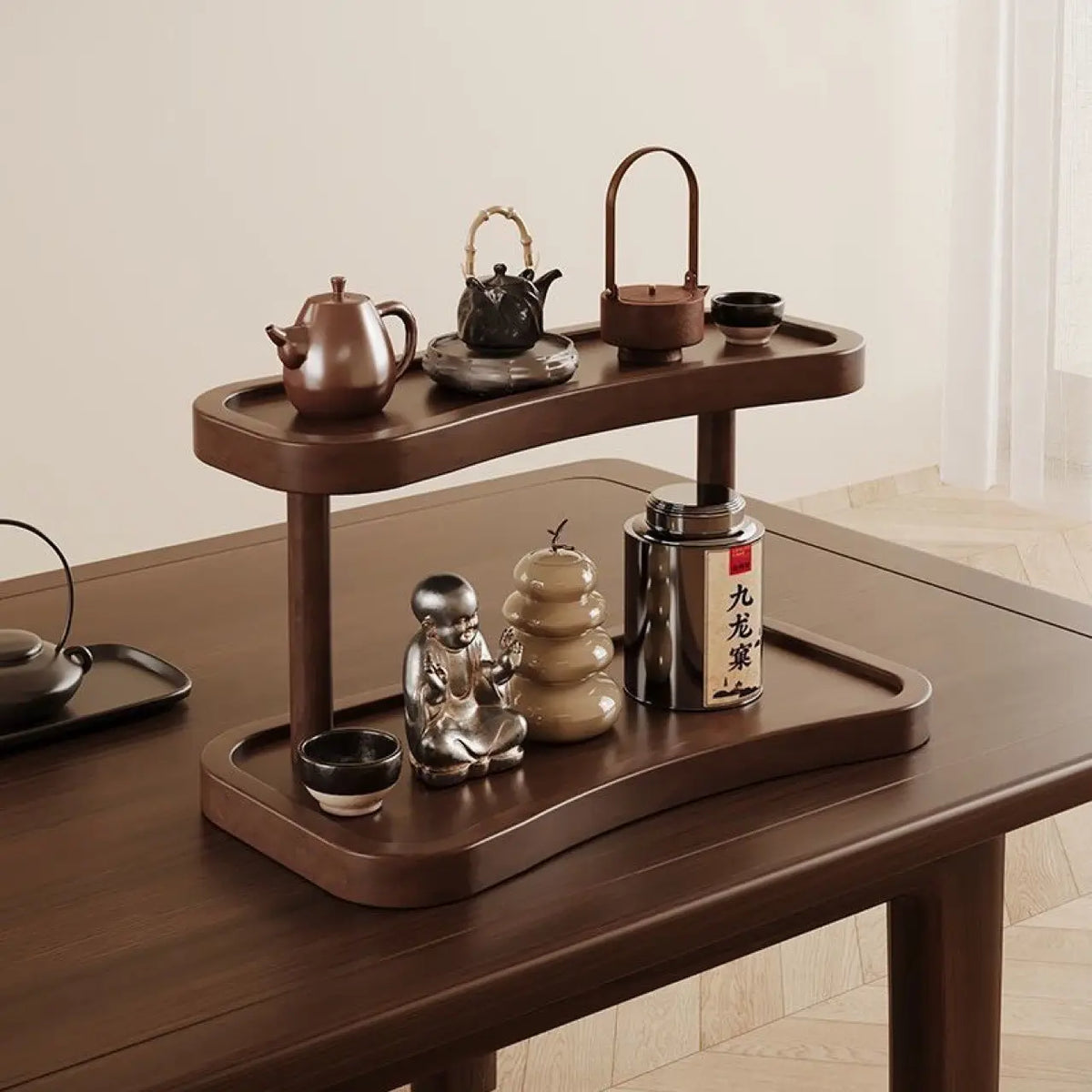 1pc Wooden Cup Holder Organizer - No Assembly Needed, Vanity Shelf for Bathroom, Entryway, Living Room - Space-Saving Countertop Organizer, Bathroom Organization, Bathroom Organizers for Perfumes, Cosmetics, Cups, Accessories