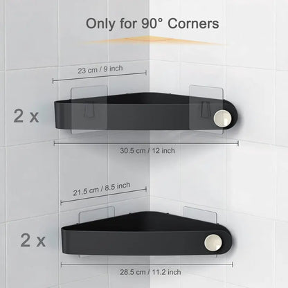 Corner Shower , 4 Pack Adhesive Corner Shower Shelves for Inside Shower, Plastic Shower Organizer for Bathroom Storage, Black