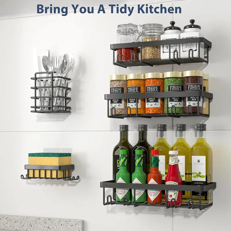 5-Piece Rustproof Stainless Steel Bathroom Organizer Set, No-Drill Self-Adhesive Shower Organizer with Holder & Shelf for Shampoo & Body Wash, Renter-Friendly Bathroom Accessory with Easy Installation