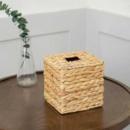 Rattan Wicker Tissue Box Holder, Square Tissue Cube Box Cover, Boho Decorative Woven Facial Tissue Holder for Home Office Bathroom, Bathroom Organizers, Bathroom Accessories
