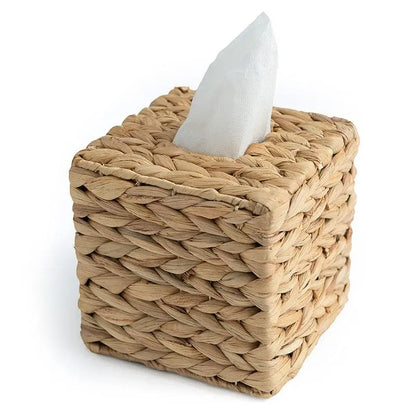 Rattan Wicker Tissue Box Holder, Square Tissue Cube Box Cover, Boho Decorative Woven Facial Tissue Holder for Home Office Bathroom, Bathroom Organizers, Bathroom Accessories