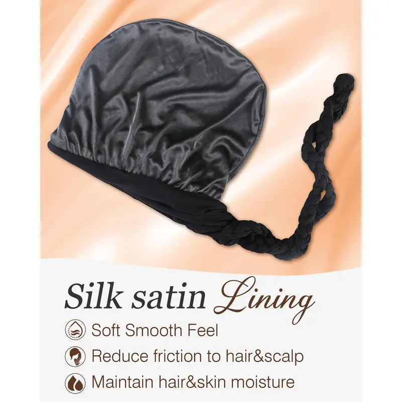 Silk Satin Lined Halo Turban - Vintage Twist Head Wraps for Men & Women, Stylish Durag & Sleeping Bonnets - Pre-Tied Satin Turban & Skull Cap