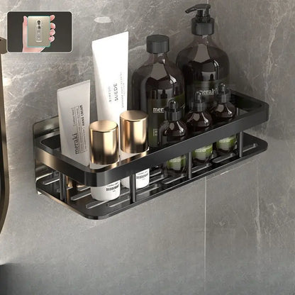 No-Drill Bathroom Shelves, Space-Saving Shower Organizer, Bathroom Organizers for Shampoo, Cosmetics and Soap, Easy-to-Install Durable Bathroom Accessories Caddy Utility Shelf
