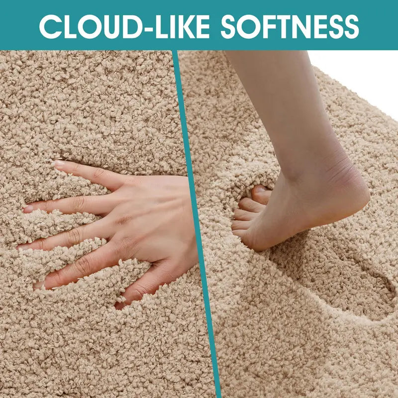 ACCUMTEK Microfiber Thick Bathroom Carpet Rugs 1/3 Piece, Flurry Non Slip Bath Rug, Ultra Soft Plush Absorbent Bathroom Mat, Machine Washable Luxury Toilet Rug Set for Tub, Shower and Bathroom