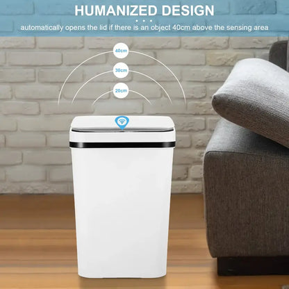 Summerwins Modern Smart Motion Sensor Trash Can - ABS, With Lid, Plastic Pack, Waterproof, Space-Saving, Multifunctional, Eco-Friendly Automatic Induction Nordic Style Modern Bathroom Accessory for Home Bathroom, Office (Automatic Trash Bins, Smart Bin),
