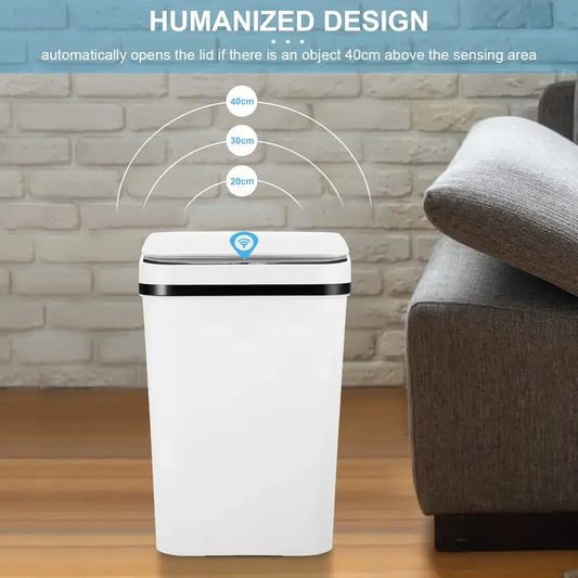 Summerwins Modern Smart Motion Sensor Trash Can - ABS, With Lid, Plastic Pack, Waterproof, Space-Saving, Multifunctional, Eco-Friendly Automatic Induction Nordic Style Modern Bathroom Accessory for Home Bathroom, Office (Automatic Trash Bins, Smart Bin),