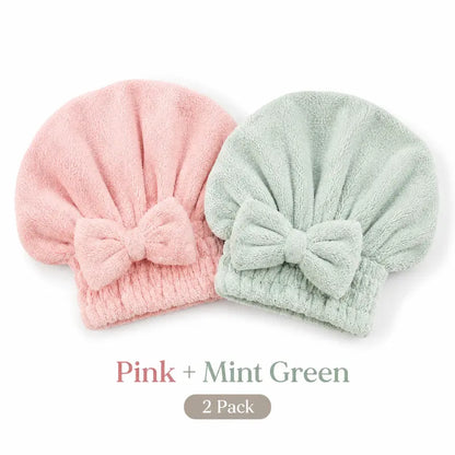 Soft Microfiber Hair Drying Cap for Women – Quick-Dry, Frizz-Free, Elastic Turban with Cute Bow, 4 Color Options for Spa, Shower & Hair Care Routine