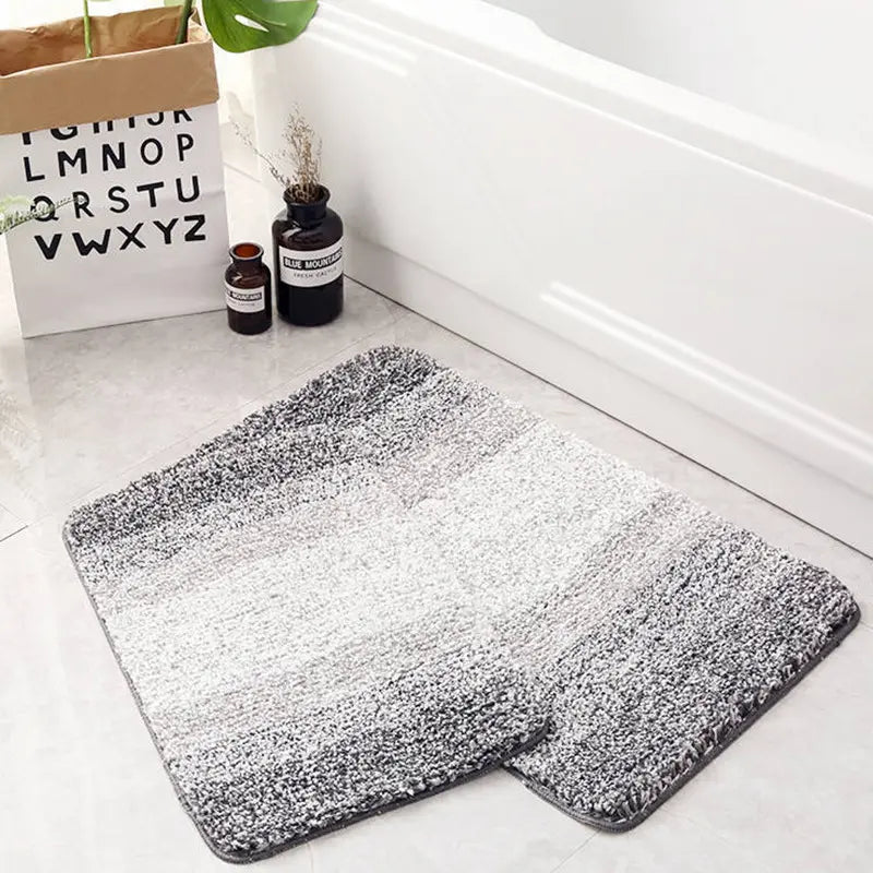 Modern Patterned Square Snowflake Print Microfiber Bathroom Floor Mat - 1 Piece, Multi-Size (48x78cm Option), TPR Non-Slip Tread Sole, Machine Washable, Water-Resistant Indoor Grip Pad