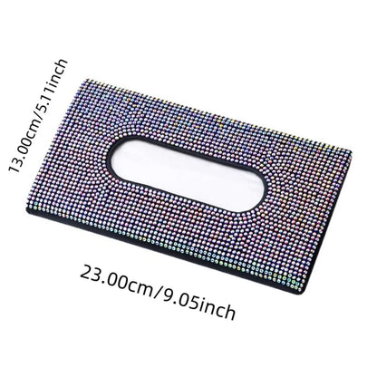 Car Tissue Box, Car Sun Visor Tissue Storage Box, Glitter Artificial Rhinestone Shiny Tissue Bag, Artificial Crystal Car Back Seat Tissue Bag, Tissue Holder for Car, Car Accessories Women, Car Interior Accessories Girls