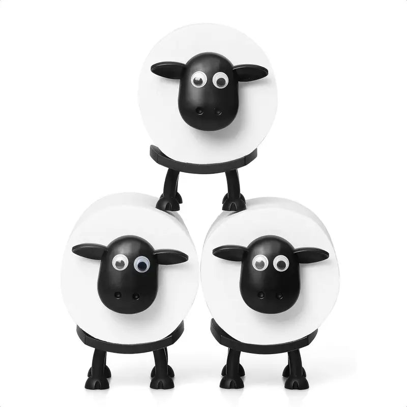 UDROLL 2026 Eco-Friendly 3PCS Sheep Shape Tissue Holder - 3D Printed, Modern, Durable, Bathroom Decor Ideas, Easy Organization, Toilet/Kitchen Roll Holder, Household Necessity