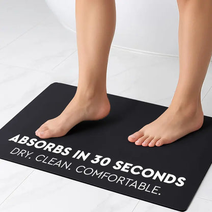 Bath Mat - Super-Absorbent & Quick-Dry Poolside Mat & Outdoor Shower Mat with Non-Slip Rubber Backing, Machine Washable & Odor Resistant - 16x24 in, Black