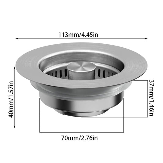 3 in 1 Kitchen Sink Drain Strainer, Stainless Steel Sink Stopper, Anti-clogging Drainage Odor Filter Sink Plug for US Standard 3 1/2 Inch Drain, Home Goods
