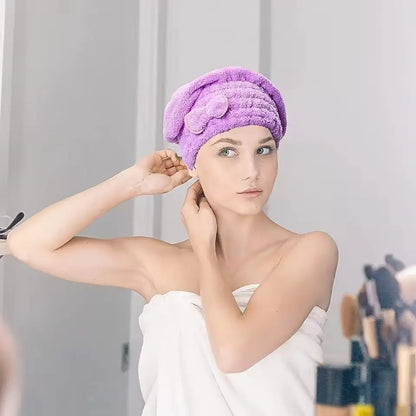 Women's Quick-Dry Shower Cap, Shampoo Cap, Elegant Bow Design, Super Absorbent Towel, Fast Drying Essential, Bathroom Accessories, Soft Texture, Beauty Care, Hair Cap