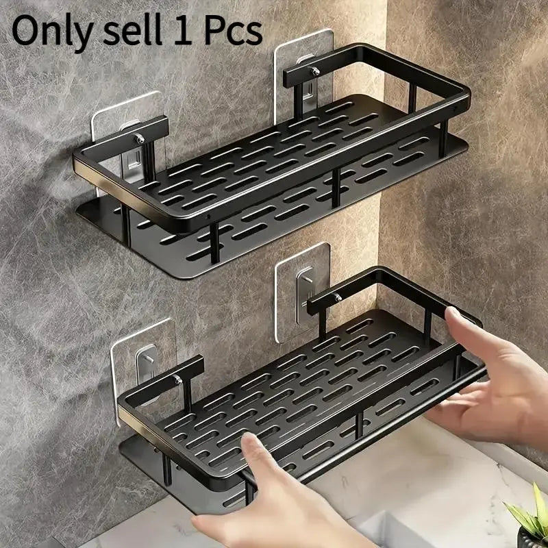 No-Drill Bathroom Shelves, Space-Saving Shower Organizer, Bathroom Organizers for Shampoo, Cosmetics and Soap, Easy-to-Install Durable Bathroom Accessories Caddy Utility Shelf