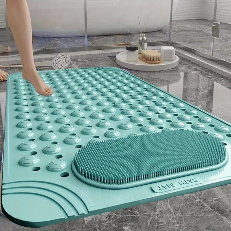 Non-Slip PVC Bath Mat with Massage Buttons - Light Blue & Multi-Color Polka Dot Pattern, Rectangular Shower and Bathroom Safety Mat, 0.9cm Thick, Durable PVC Material, Bath Accessories, Nonslip Bathtub Mat, Shower Floor Mat Non Slip