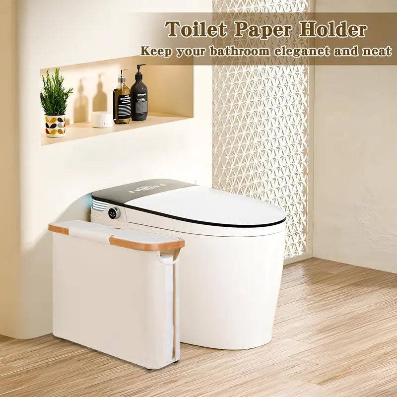 MAYSTAR Toilet Paper Basket, Toilet Paper Storage with Lid, Toilet Paper Organizer for Bathroom, Free Standing Toilet Paper Holder with Storage