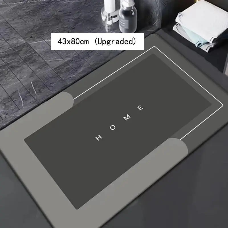 Modernized Magic Diatomaceous Earth Bathroom Mat - Rubber Quick Dry Water Absorbent Soft Mat, Silicone Backed Non-Slip Fade-Resistant Rug, for Bathroom Kitchen (40*60Cm, Black), Diatomaceous Earth Mat