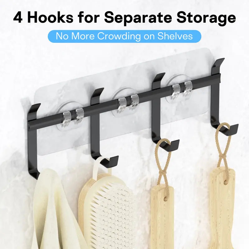 6-Pack Shower Caddy Bathroom Organizers and Storage Shelves, Rustproof Stainless Steel Shower Caddy with Hooks & Soap Dish, No Drilling Wall Mounted Storage Baskets for Bathroom, Kitchen & Toilet, Black