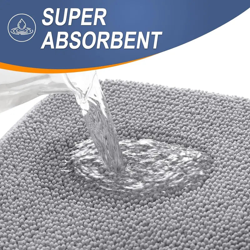 Rectangular Cushioned Thick Contour Hug Foam Bathroom Mat - Plain, Strong, Decorative, Comfortable Water Absorbent Mat, Wicks Moisture Fast, Stays Put PVC Backing, Machine Washable Bathroom Supplies for Tub, Shower (Cold Wash, No Bleach, Easy Clean)