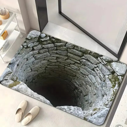 Stone Well 3D Print Doormat Absorbent Non Slip Bathroom Mat for Front Door Entryway Floor Rug Home Decor Carpet
