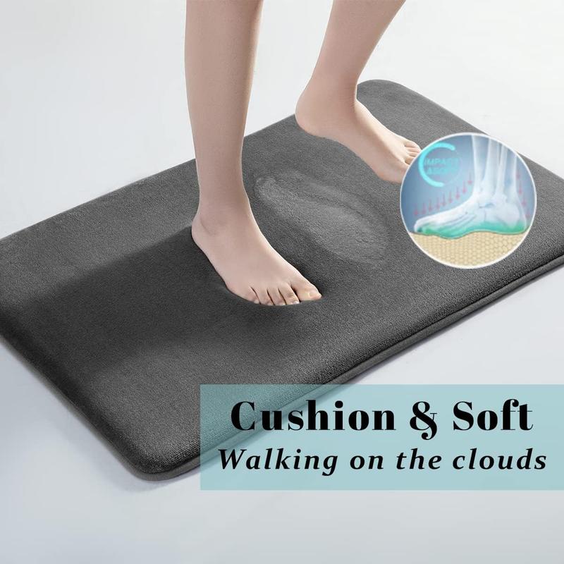 Shilucheng Multi-Size Rectangle Memory Foam Bath Rug - Soft Velvet, Ultra Absorbent, Rubber Anti-Slip Backing, Water-Resistant, Machine Washable for Simple Upkeep, Wrinkle-Resistant, Flat Weave for Bathroom, Kitchen Floors (Bath Rugs Non Slip Washable)