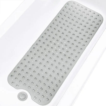Nonslip PVC Bathtub Mat - 47x16 inch Extra Long Soft Cushioned Bathroom Mat with 200+ Suction Cups, Drainage Holes, Massage Texture, Machine Washable Easy to Clean, Safe for Kids, Home Bathroom Supplies