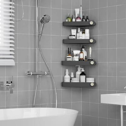 Corner Shower , 4 Pack Adhesive Corner Shower Shelves for Inside Shower, Plastic Shower Organizer for Bathroom Storage, Black