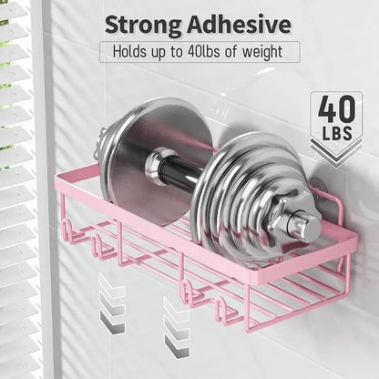 5-Pack Self-Adhesive Stainless Steel Shower Organiser Caddy Set - Bathroom Accessory Set, No-Drilling Multi-Piece Modern Rust-Resistant Steel Shelves for Shampoo, Body Wash