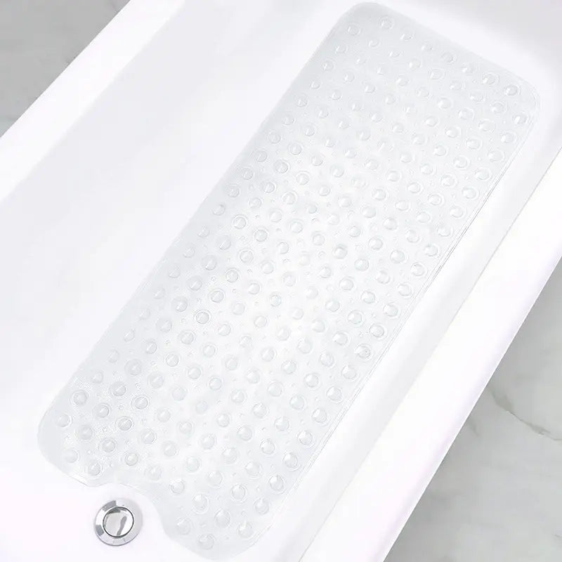 Nonslip PVC Bathtub Mat - 47x16 inch Extra Long Soft Cushioned Bathroom Mat with 200+ Suction Cups, Drainage Holes, Massage Texture, Machine Washable Easy to Clean, Safe for Kids, Home Bathroom Supplies