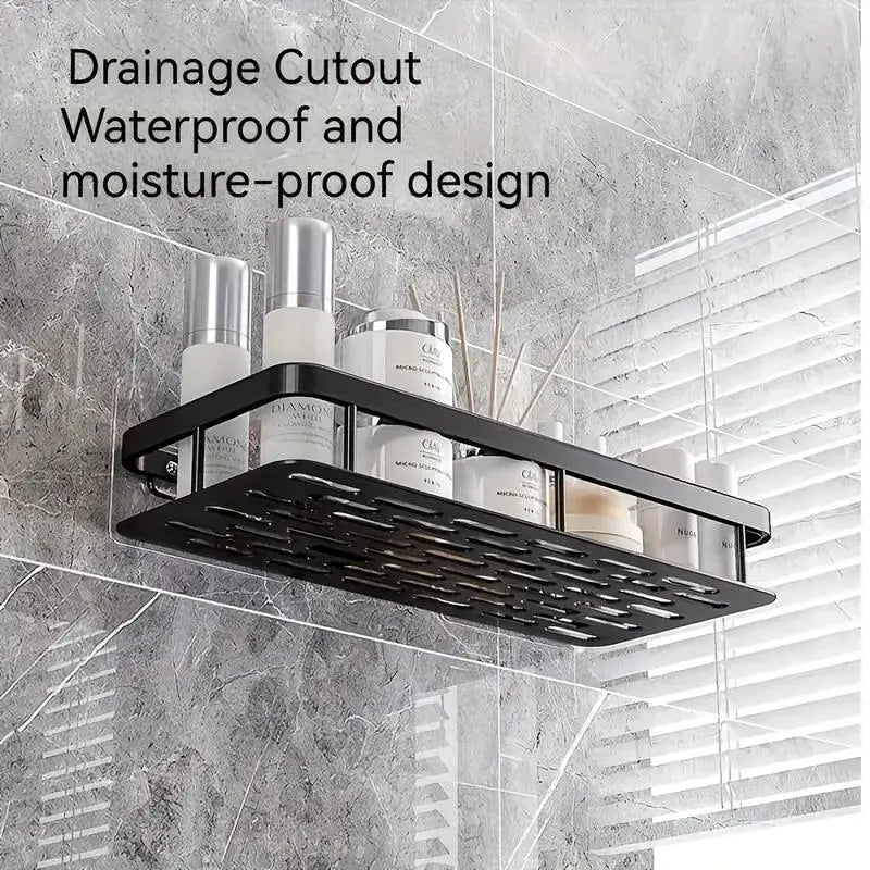 Bathroom Shelf, 2 Counts/set Wall Mounted No-drill Hanging Shower Organizer, Space-saving Organizer with Hook, Shower Rack, Bathroom Accessories, Shower Bath Tool, Home Goods Shower Caddy, Shower Storage Set
