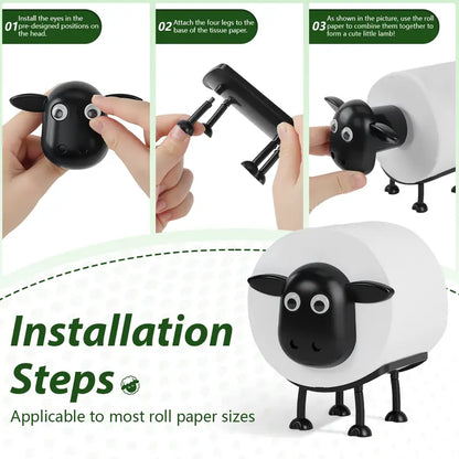 UDROLL 2026 Eco-Friendly 3PCS Sheep Shape Tissue Holder - 3D Printed, Modern, Durable, Bathroom Decor Ideas, Easy Organization, Toilet/Kitchen Roll Holder, Household Necessity
