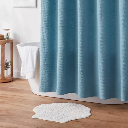 24"x24" Seashell Shaped Coastal Non-Skid Bath Rug - Threshold