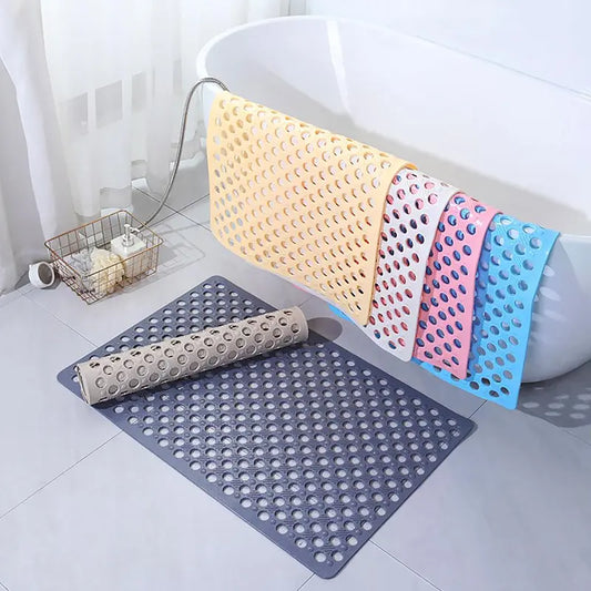 Silicone World Anti-skid Bathroom Mats Shower with Porous Water Leakage Bathtub Mat Suction Cup with Drain Hole Carpet Floor Mat